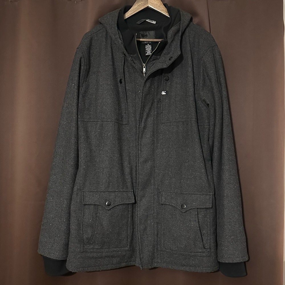 Men's Wool Blend Hooded Jacket